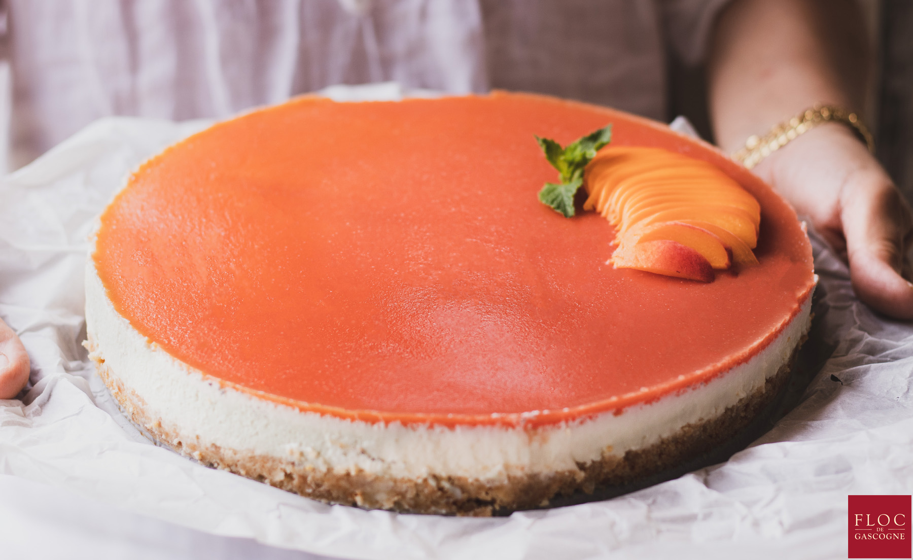 Cheesecake au Floc-de-Gascogne, au mascarpone et aux abricots